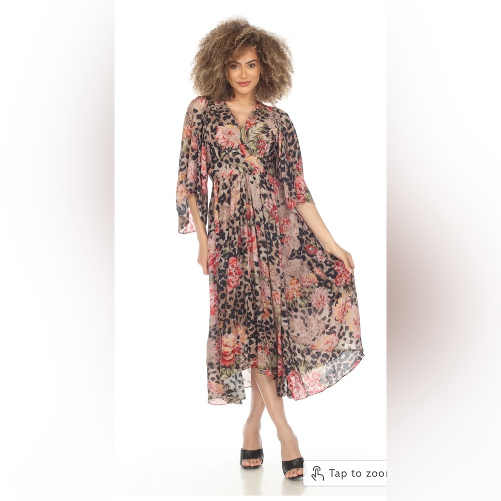 Johnny Was Love Melissa Floral Animal Print Midi Dress